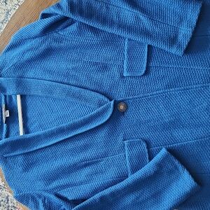 St. John Royal Blue Women's Wool Blend Knit Blazer Size 14